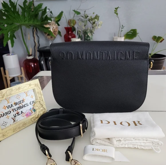 Authentic Dior Bobby Flap Bag Natural Black Grained Calfskin FREE AUTHENTICATION - Picture 7 of 16